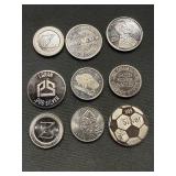 9x The Bid 1 Gram .999 Silver Rounds