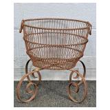Vintage Metal Wire Basket With A Stand
