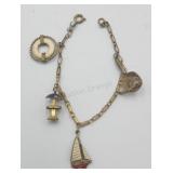 Vintage Charm Bracelet Fishing Theme Enameled