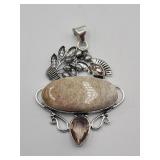 Sterling Silver  Fossil Coral Morganite Gemstone