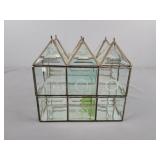 Leaded Bevel Glass Dresser Box 2 Tier Divided