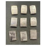 9x The Bid 1 Gram .999 Fine Silver Ingots