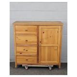 Natural Pine 4 Drawer Chest W/ Storage