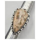 Sterling Silver Mookaite Coral Jasper Ring  Sz 8
