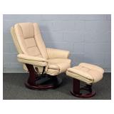 Reclining Vegan Leather 360 Swivel Chair W/ Ottoma