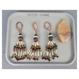 4 Pc Decorative Tassels & Carved Fish Soap Holder