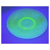 Green Uranium Glass Serving Plate