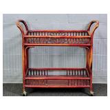 Oriental Style Bamboo Rolling Serving Cart