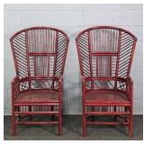 2x The Bid Oriental Motif Bamboo Chairs