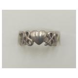 Sterling Silver Heart Band Ring Sz 6 Weight 4.2g