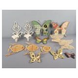Lot Of Butterfly, Fish And Metal Wall Decor
