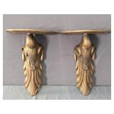 Pair Composite Wall Sconce Shelves