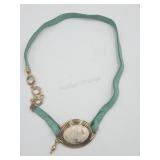 Signed Barse Multicolor Jasper And Leather Toggle