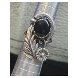 Sterling Silver Native Navajo Signed  Black