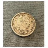 1910 Barber Silver Dime