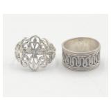 2 Sterling Silver Rings Sz 7 & 5 Tw 6.0g
