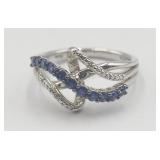 Sterling Silver Sapphire Ring  Sz 7