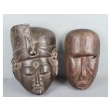 2x The Bid Carved Wooden Masks