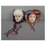 2x The Bid Wall Hung Decorative Mask Cat & Jester