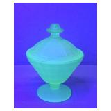 Vintage Green Uranium Glass Candy Dish
