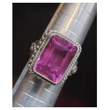 Sterling Silver Sz 6 Pink Gemstone Ring Tw 10.6g