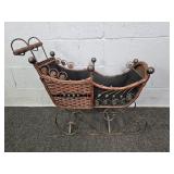 Wicker, Wood & Metal Decorative Sleigh