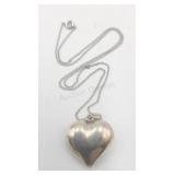 Sterling Silver 18in Heart Necklace Tw 4.6g