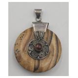 Sterling Silver  Garnet Picture Jasper Round