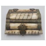 Vintage Ornate Bone & Brass Sudha Lidded Trinket