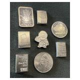 8x The Bid 1 Gram Silver Ingots And Rounds .999