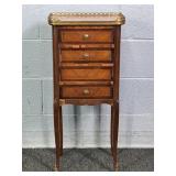 Antique Marble Top Veneer 4 Drawer Stand