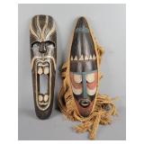 2x The Bid Carved Wooden Masks