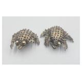 2 Sterling Silver Frog Broochs Pins Tw 11.8g Obe