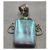 Sterling Silver 925 Aurora Glass Pendant