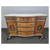 Vintage Flame Mahogany Dresser W/ Marble Top