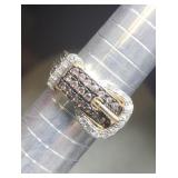 Sterling Silver Belt Buckle Ring Sz 8 Tw 6.5g