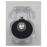 Sterling Silver Clwhite Topaz Marcasite Ring Sz