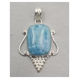 Blue Stone Pendant Stamped 925