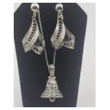 Sterling Silver Jewelry Necklace And Screwback