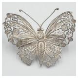 Sterling Silver Peru Butterfly Brooch Pin 9.9g