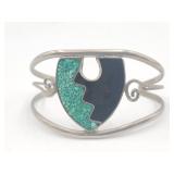 Alpaca Mexico Turquoise Chip / Onyx Cuff