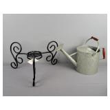 2x The Bid Watering Can & Wrought Iron Plant Stand