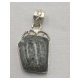 Natural Stone Pendant Stamped .925