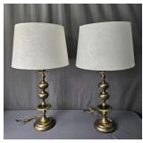 Pair Of Larger Brass Finish Table Lamps