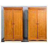 2x The Bid Custom Made Solid Oak Media Cabinets