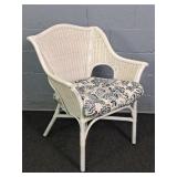 Painted Rattan/wicker Accent Chair W/ Cushion