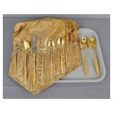 74 Pc Gold Stainless Flatware In Sleeves