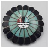 Zuni Signed Burdian Soseeah Turquoise Inlaid