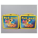 2x The Bid Vintage Pac-man Metal Lunchbox