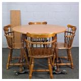 5 Pc Set Vintage Solid Wood Dining Table & Chairs